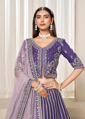 Lavender Blended Silk Dupatta Lehenga Set