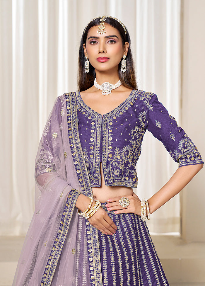 Lavender Blended Silk Dupatta Lehenga Set