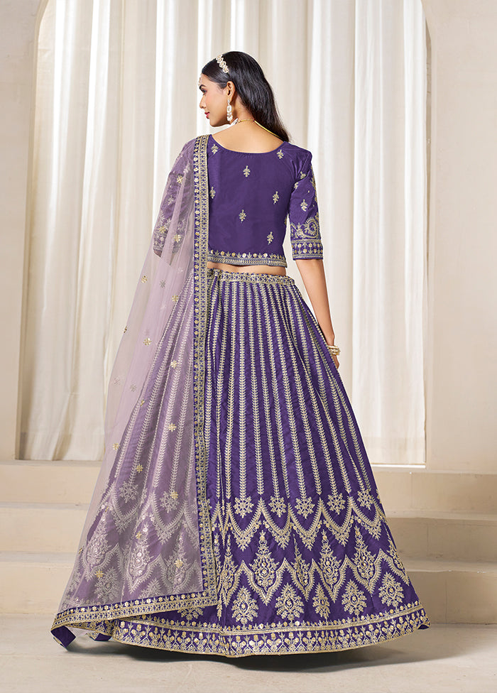 Lavender Blended Silk Dupatta Lehenga Set