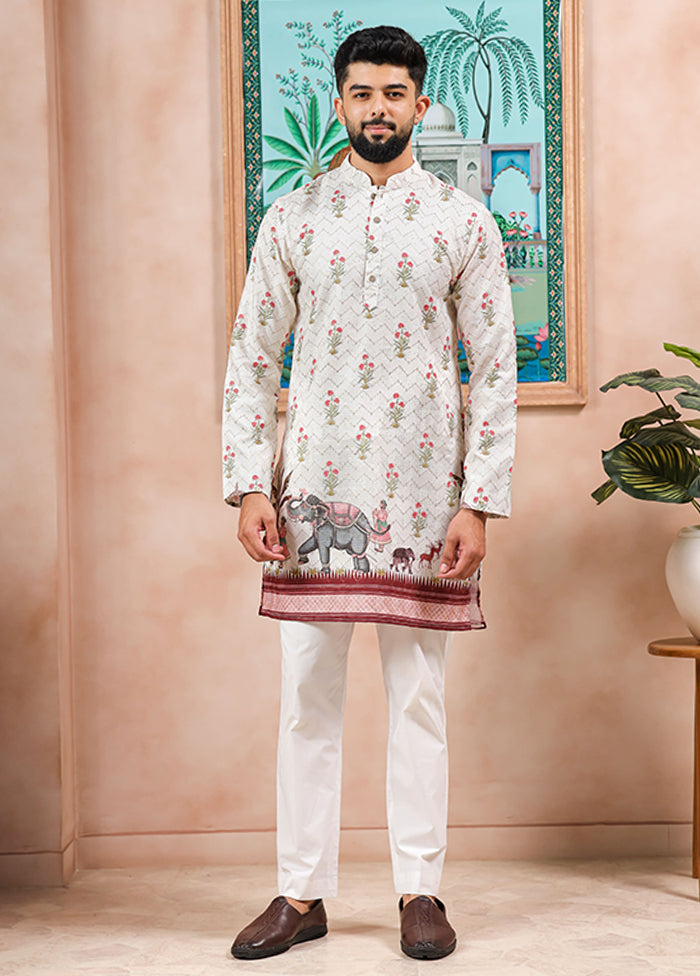 Cream Cotton Kurta & Pajama Set