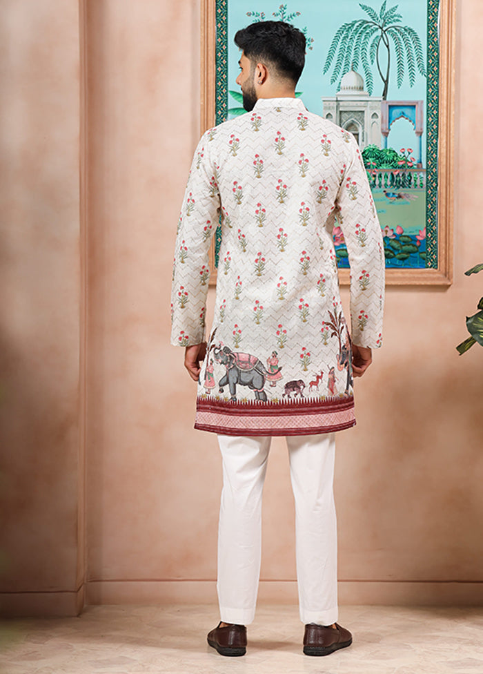 Cream Cotton Kurta & Pajama Set