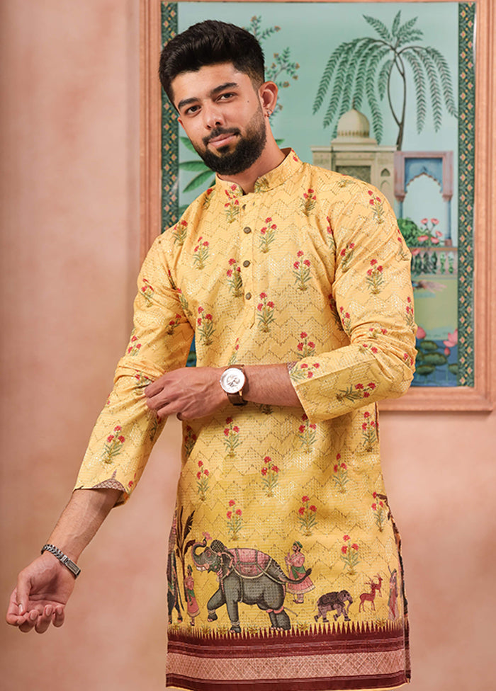 Yellow Cotton Kurta & Pajama Set