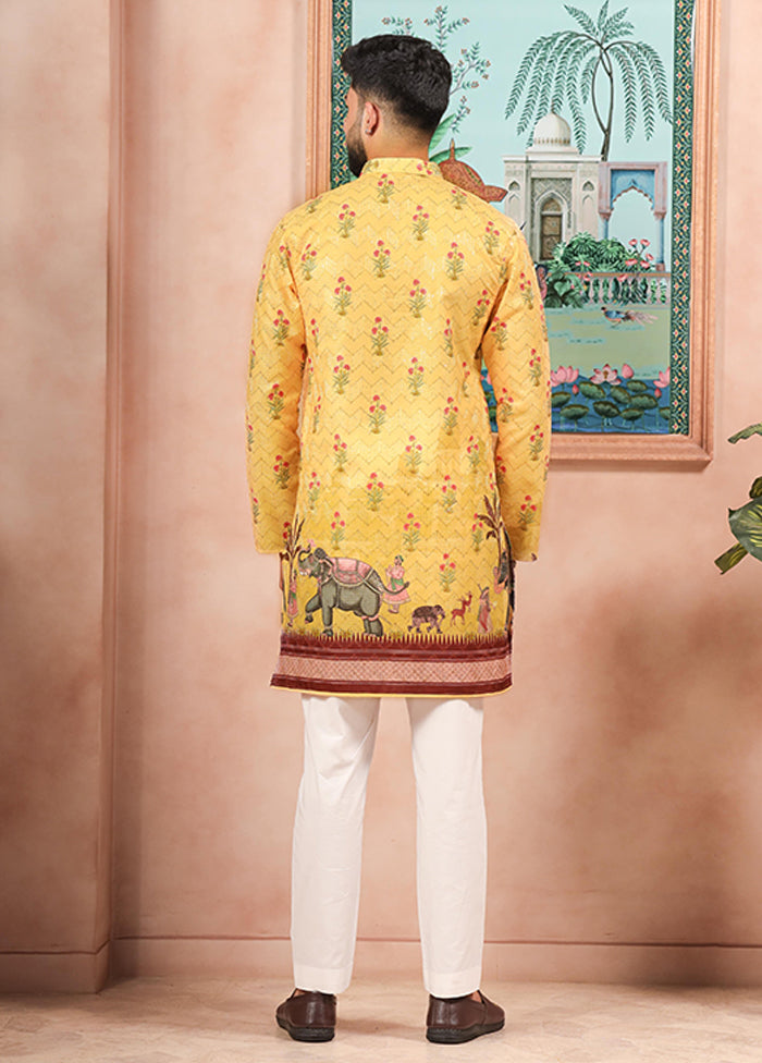 Yellow Cotton Kurta & Pajama Set
