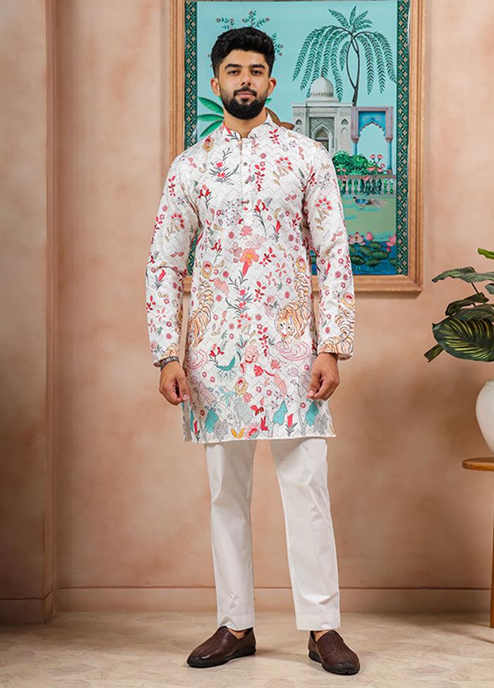 Cream Cotton Kurta & Pajama Set