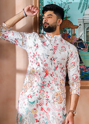 Cream Cotton Kurta & Pajama Set