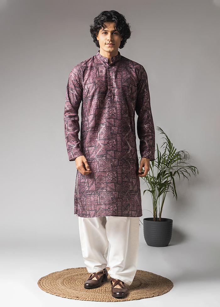 Purple Viscose Kurta & Pajama Set