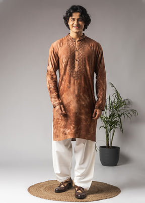Brown Silk Kurta & Pajama Set