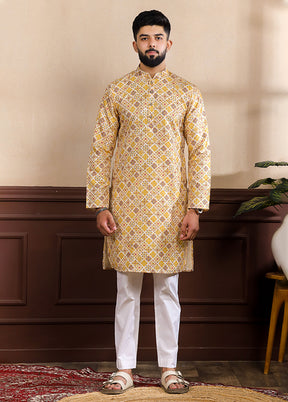 Yellow Silk Kurta & Pajama Set