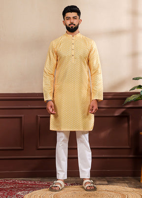 Yellow Silk Kurta & Pajama Set
