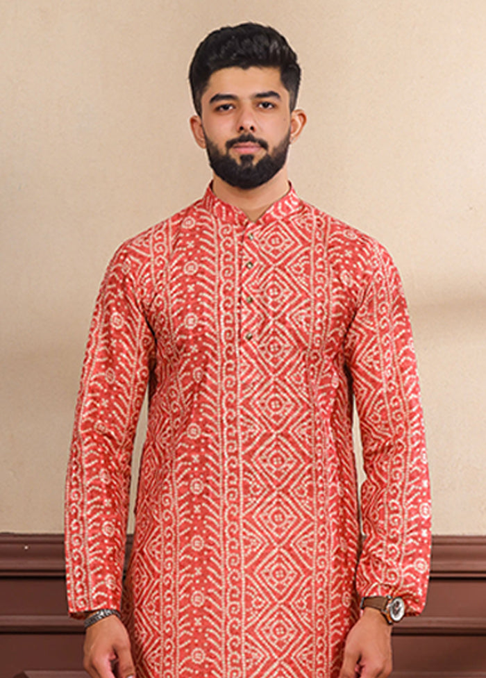 Orange Cotton Kurta & Pajama Set