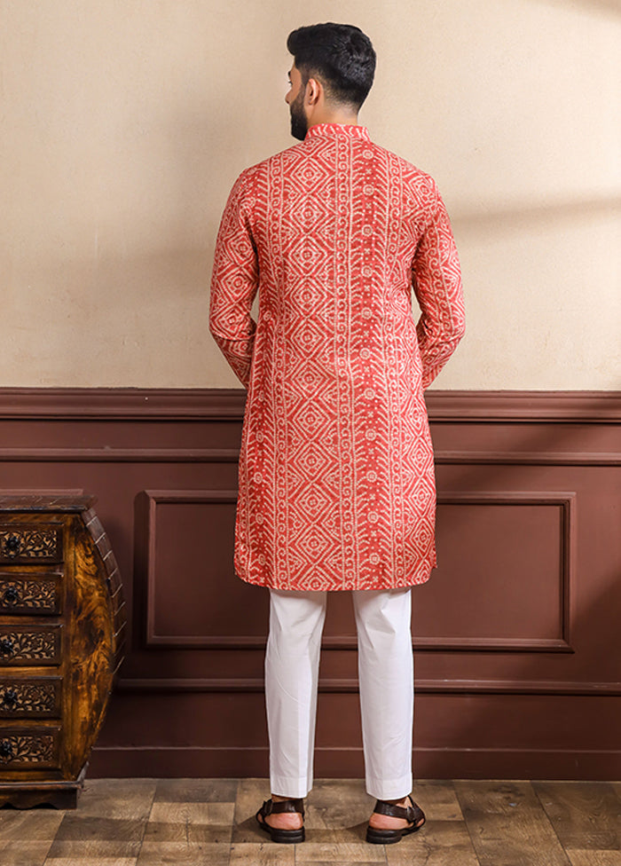 Orange Cotton Kurta & Pajama Set