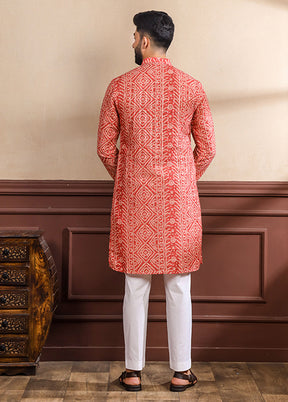 Orange Cotton Kurta & Pajama Set