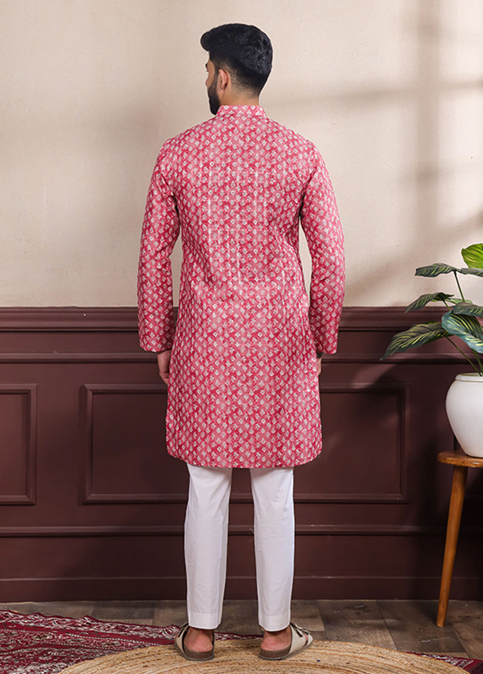 Red Cotton Kurta & Pajama Set