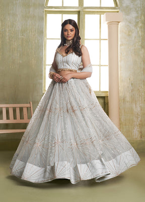 Grey Net Lehenga Set