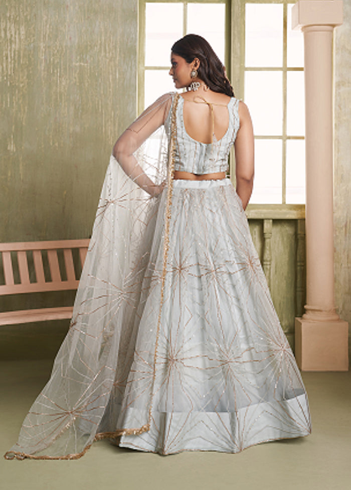 Grey Net Lehenga Set