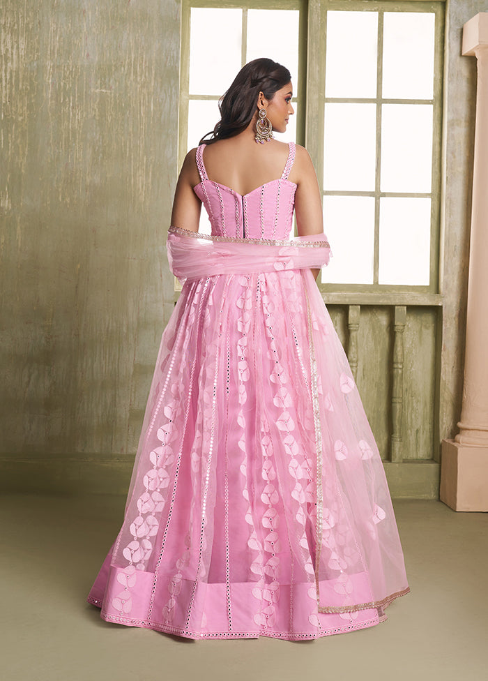 Pink Net Lehenga Set