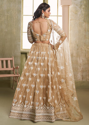 Brown Net Lehenga Set