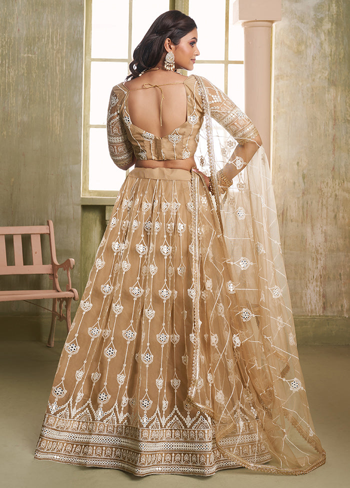 Brown Net Lehenga Set