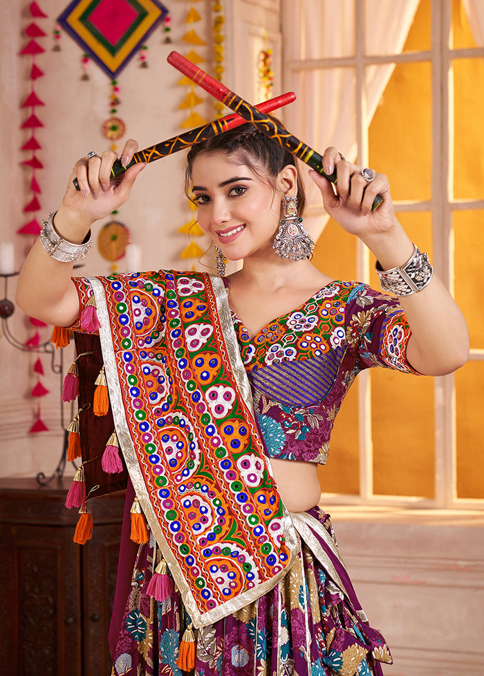 Purple Viscose Lehenga Set