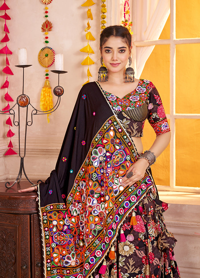 Black Viscose Lehenga Set