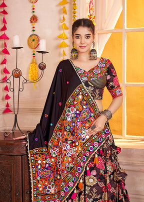 Black Viscose Lehenga Set