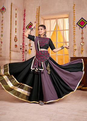 Black Viscose Lehenga Set