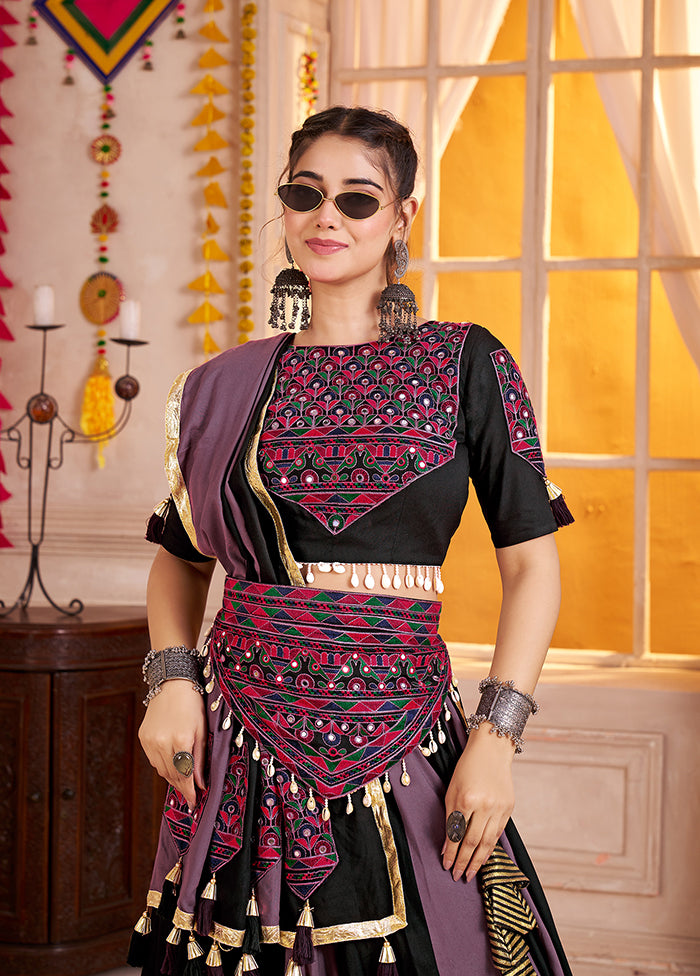 Black Viscose Lehenga Set