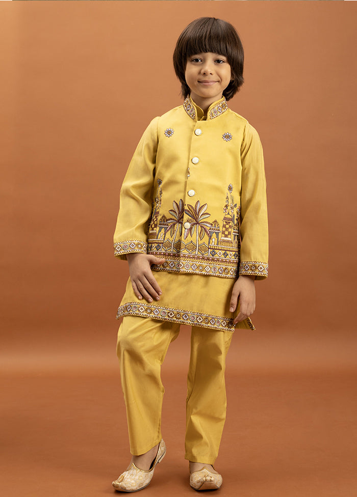 Yellow Viscose Kurta & Pajama Set