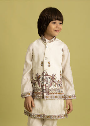 White Viscose Kurta & Pajama Set