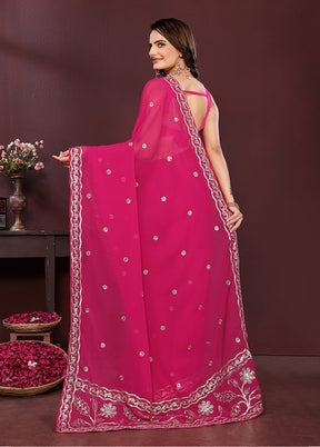 Pink Georgette Saree With Blouse Piece