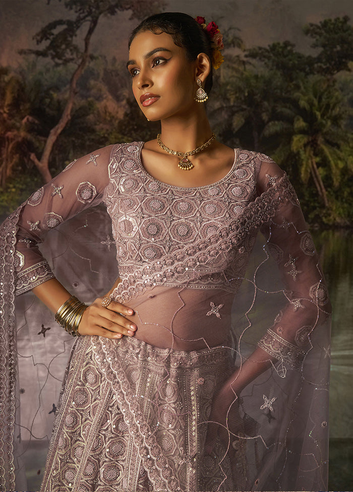 Purple Net Lehenga Set