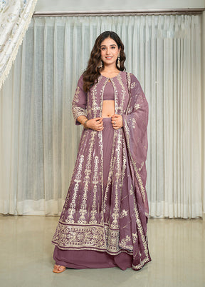 3 Pc Lavender Georgette Suit Set