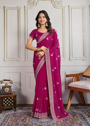 Pink Georgette Saree With Blouse Piece