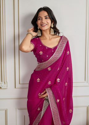 Pink Georgette Saree With Blouse Piece