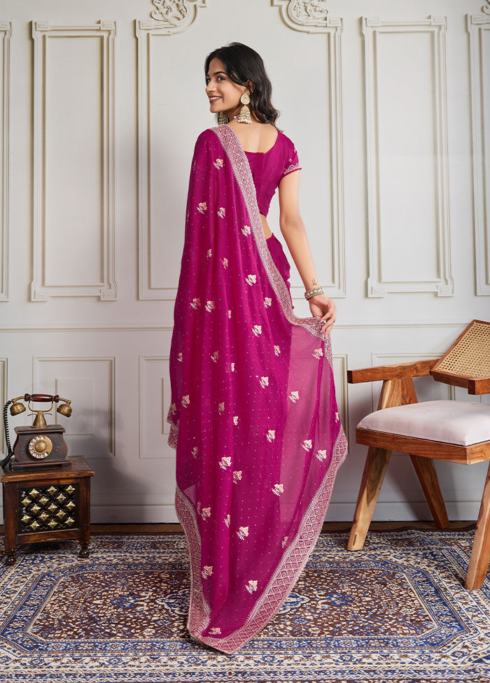 Pink Georgette Saree With Blouse Piece