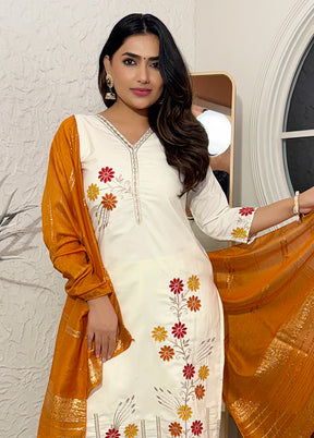 3 Pc Cream Cotton Suit Set