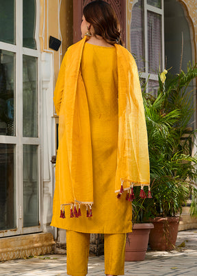 3 Pc Yellow Silk Suit Set