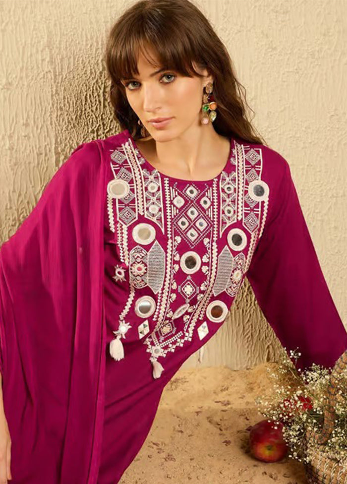3 Pc Maroon Silk Suit Set