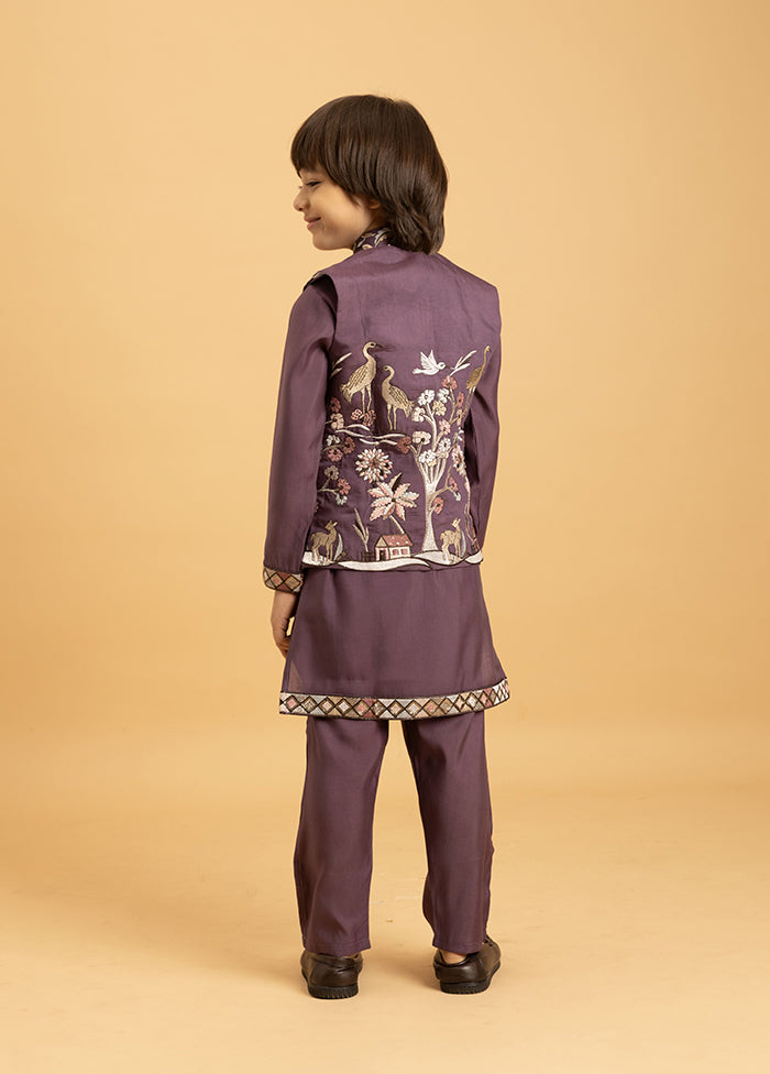 Purple Viscose Kurta & Pajama Set