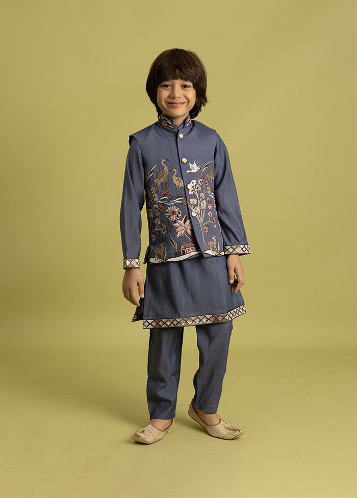Blue Viscose Kurta & Pajama Set
