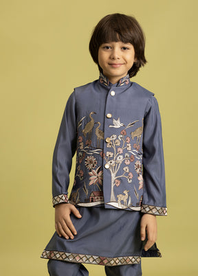 Blue Viscose Kurta & Pajama Set