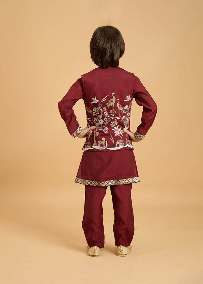 Maroon Viscose Kurta & Pajama Set