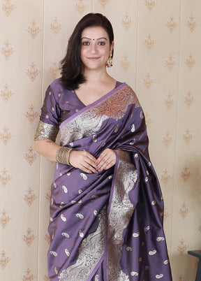 Grey Spun Silk Saree With Blouse Piece