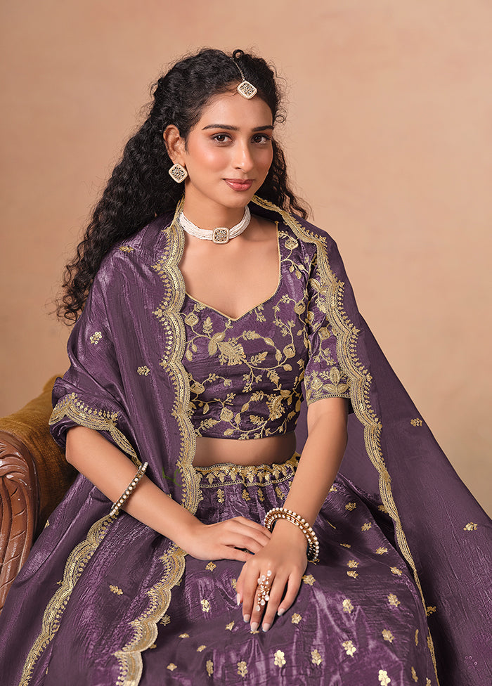 Lavender Blended Silk Lehenga Set