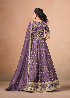 Lavender Blended Silk Lehenga Set