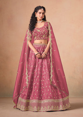 Pink Blended Silk Lehenga Set