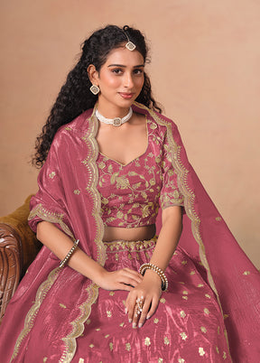 Pink Blended Silk Lehenga Set
