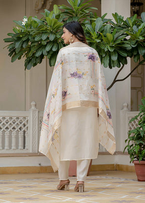 3 Pc Cream Silk Suit Set