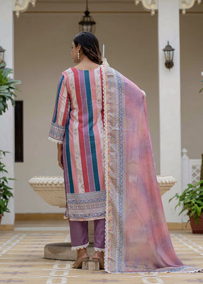 3 Pc Multicolor Silk Suit Set