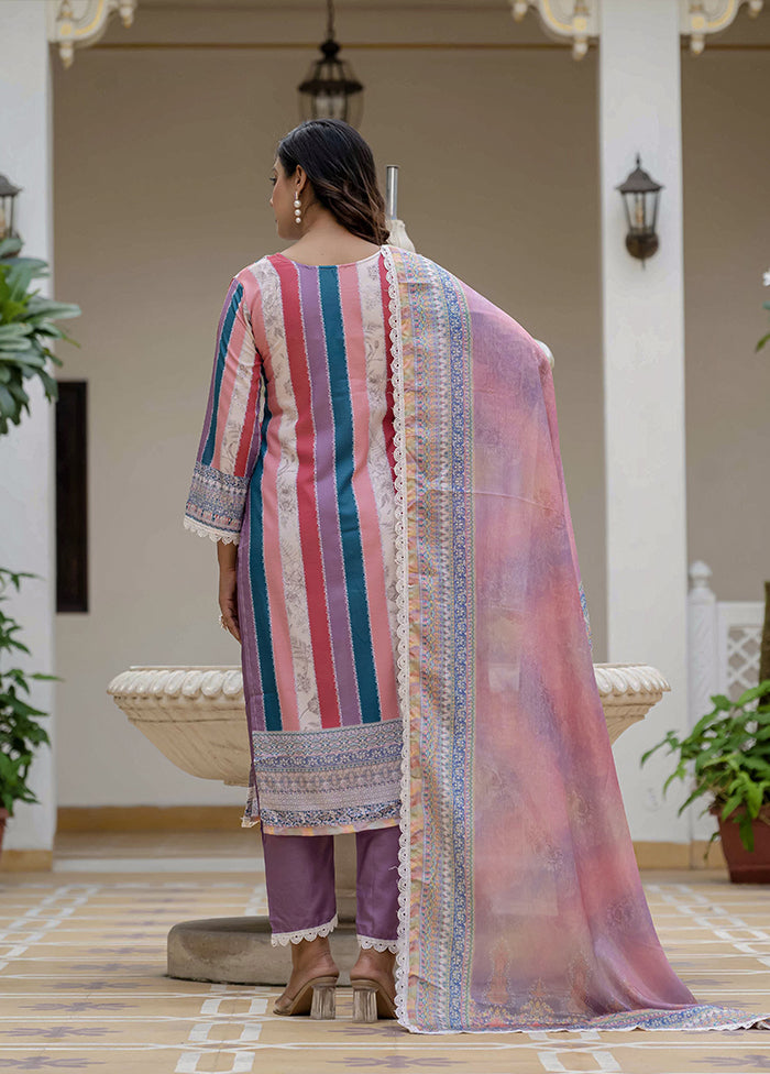 3 Pc Multicolor Silk Suit Set